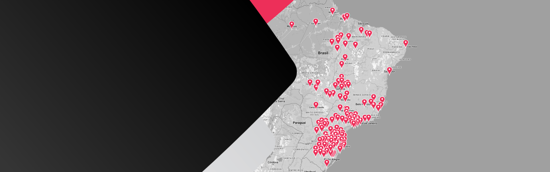 Mapa de presença geográfica DealerUp no Brasil